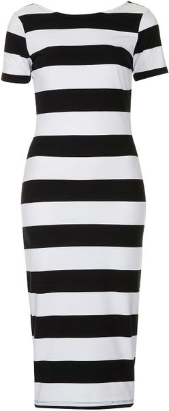 Topshop Big Stripe Midi Dress - Lyst