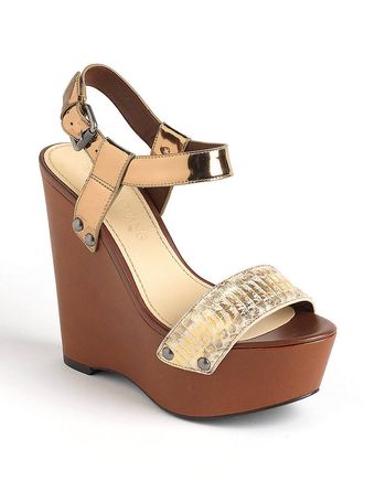 Vera Wang Jamaya Leather Platform Wedge Sandals - Lyst