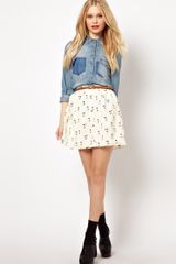 River Island Cat Print Skater Skirt