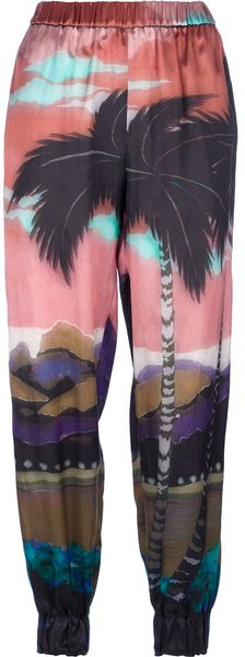 Lanvin Beach Print Trouser - Lyst