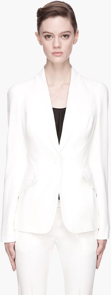 Alexander McQueen Ivory White Flat Collar Classic Blazer - Lyst