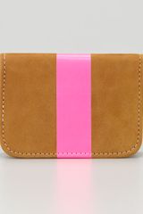 Clare Vivier Leather Card Case Caramelneon Pink