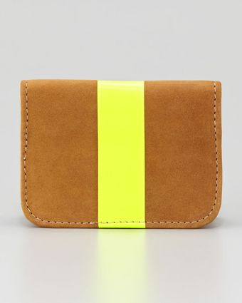 Clare Vivier Leather Card Case Caramelneon Yellow - Lyst