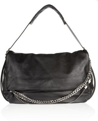 Jimmy Choo Biker Chain Trimmed Textured Leather Shoulder Bag - Lyst