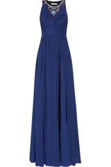 Matthew Williamson Embellished Crinkled Chiffon Gown