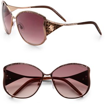 Roberto Cavalli Mughetto Contoured Metal Sunglasses - Lyst