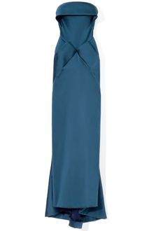Zac Posen Teal Stretch Duchess Gown - Lyst