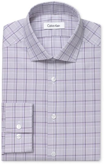 Calvin Klein Steel No Iron Grey Pearl Box Check Long Sleeve Shirt - Lyst