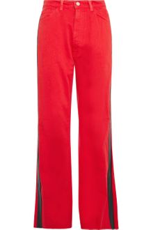 Christopher Kane Leather Trimmed Boyfriend Fit Jeans - Lyst