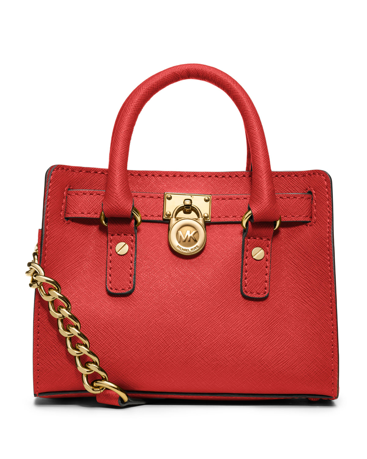 Michael Kors Mini Hamilton Saffiano Messenger Bag in Red | Lyst