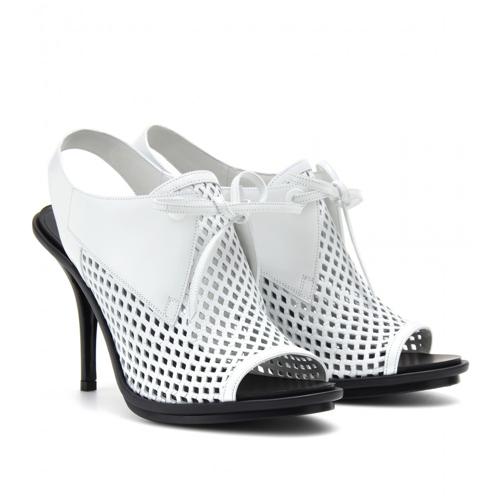 sandals Leather black  (blanc/blanc Perforated Slingback White in  leather Balenciaga slingback balenciaga Sandals