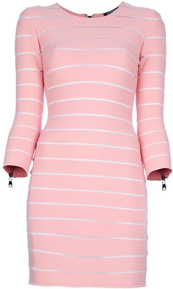 Balmain Sheer Stripe Dress - Lyst