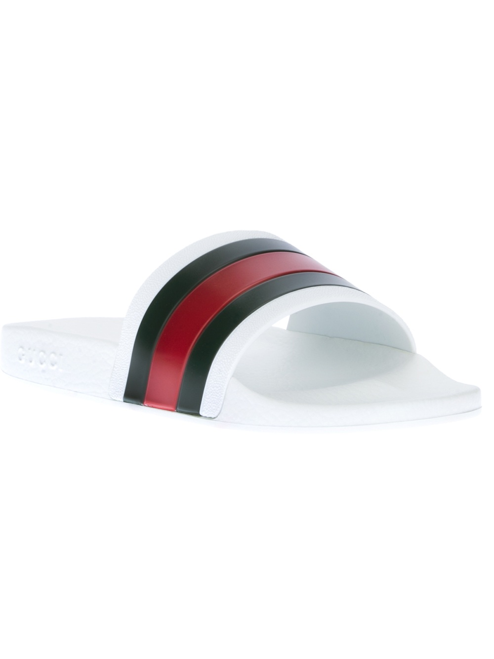 Gucci Striped Slip-on Sandals in White for Men | Lyst