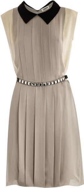 L'Agence Colourblock vestido de seda plissada - Lyst