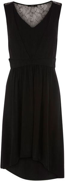 Oasis Lace Yoke Viscose Dress - Lyst