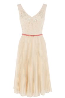 Oasis Emma Cutwork Pleat Midi Dress - Lyst