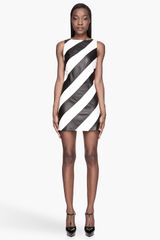 Alice + Olivia Black and White Leather A-Line Paige Dress