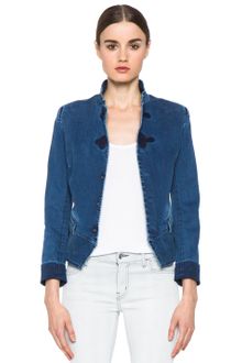 Boy by Band Of Outsiders Stand Collar Peplum Denim Jacket in Washed Blue - Lyst