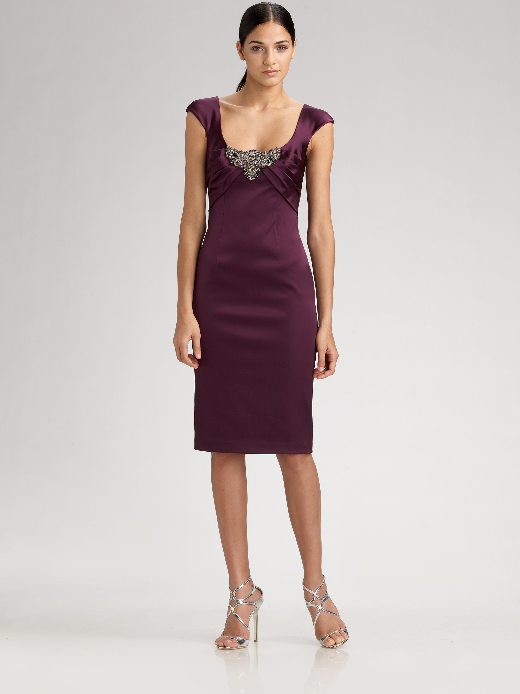 David Meister Stretch Satin Cocktail Dress in Purple (blackberry) Lyst