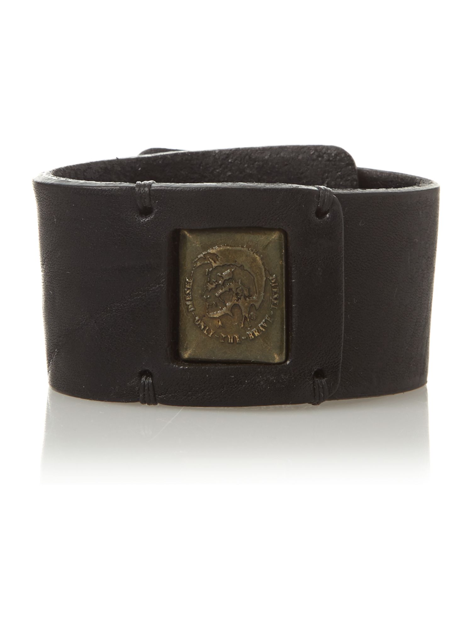 Diesel Engraved Leather Cuff Bracelet in Black for Men Lyst