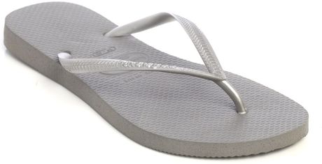 Havaianas Slim Flipflops in Silver | Lyst