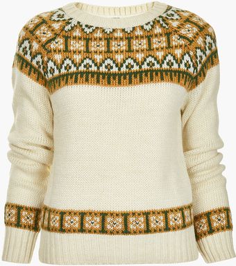 Topshop Knitted Fair Isle Yoke Jumper - Lyst