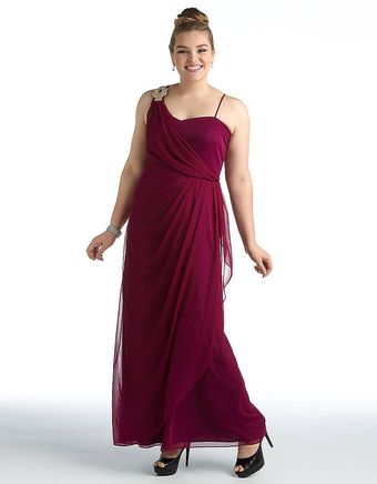 Xscape Plussize Jewel Accent Draped Gown - Lyst