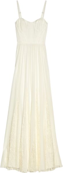 Alice + Olivia Geneva Lace trimmed Silkchiffon Maxi Dress - Lyst