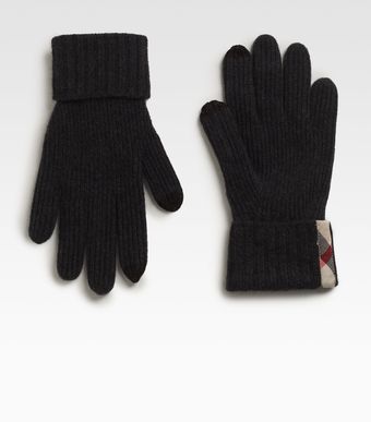 Burberry Ribbed Cashmere Knit Gloves - Lyst