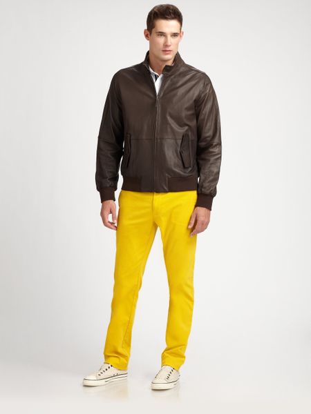 FaÃ§onnable Leather Bomber Jacket in Brown for Men | Lyst