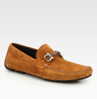 Ferragamo Parigi Suede Driving Slip-Ons - Lyst