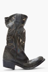 Golden Goose Deluxe Brand Tall Black Gold Leather Flying Cowboy Boots