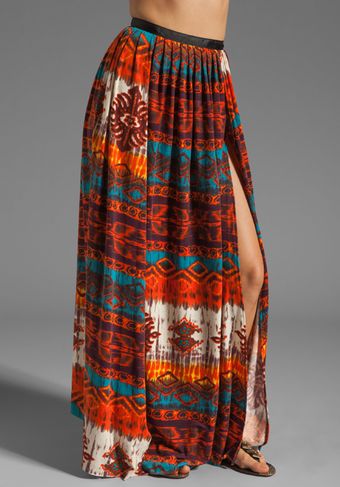 Gypsy Junkies Oceana High Slit Maxi Skirt in Topanga Dark - Lyst