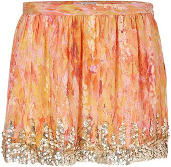 Haute Hippie Sequined Silk Skirt in Sunflower - Lyst