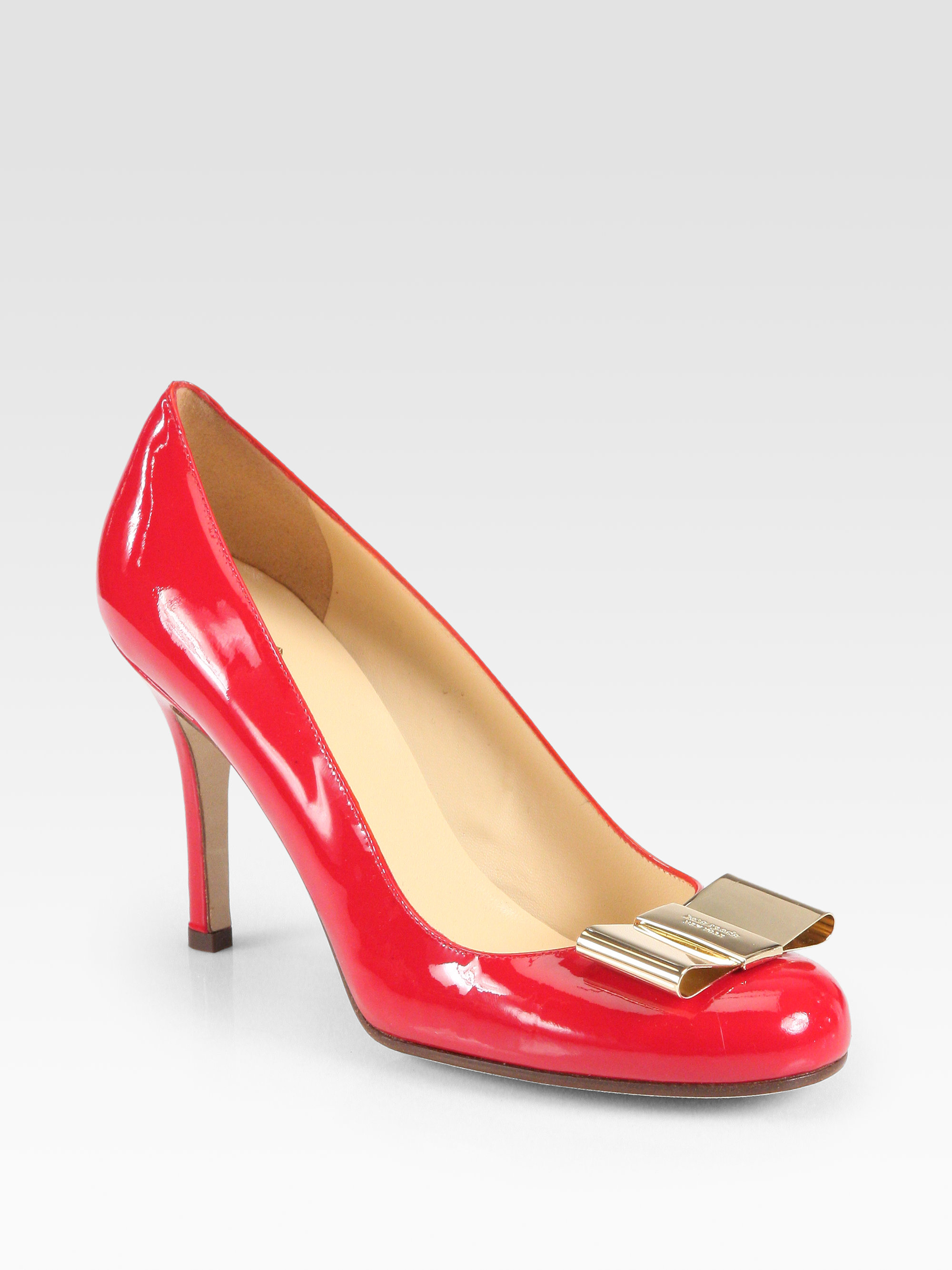Kate Spade Karolina Bow Patent Leather Pumps in Red Lyst
