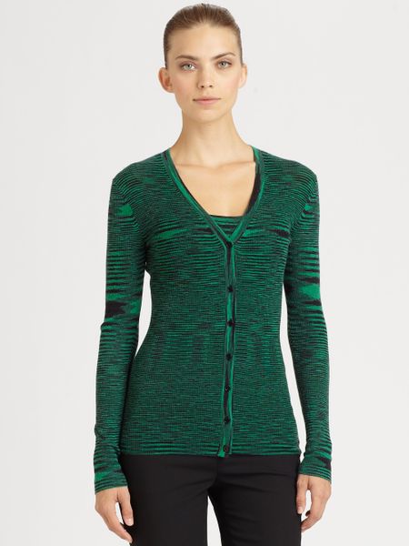 Michael Kors Spacedyed Cashmere Cardigan in Green (emerald multi) | Lyst
