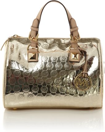 Michael Kors Monogram Metallic Bowling Bag - Lyst