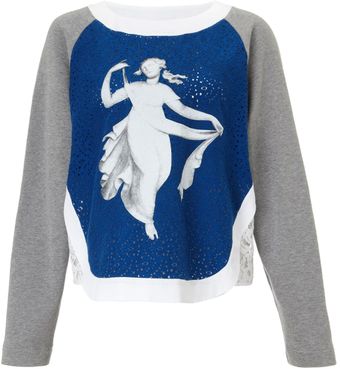No.21  Lace Panel Cotton Sweatshirt - Lyst