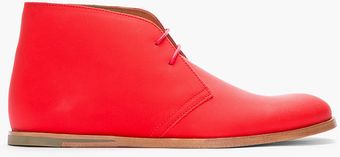 Opening Ceremony Red Rubberized Leather Chukkas - Lyst