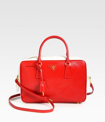 Prada Bicolor Double Top Handle Tote - Lyst