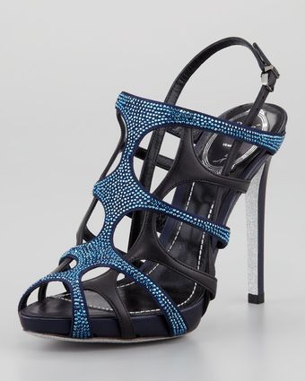 Rene Caovilla Crystal Leather Gladiator Slingback Sandal - Lyst