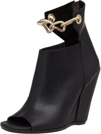 Rick Owens Chainstrap Leather Wedge Bla - Lyst