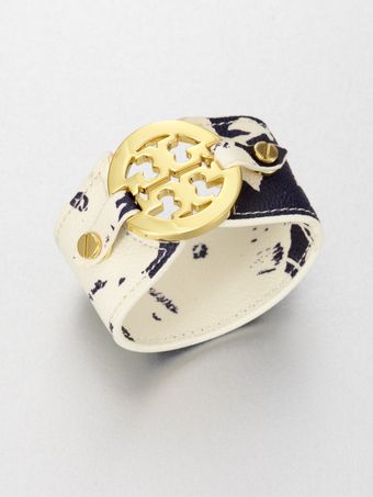 Tory Burch Logo Coated Canvas Cuff Bracelet - Lyst
