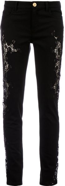 Versace Lace Panel Jean - Lyst