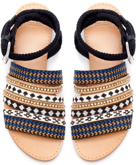 Zara Ethnic Vamp Shoe in Multicolor (black) - Lyst