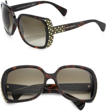 Alexander McQueen Studded Rectangular Sunglasses - Lyst
