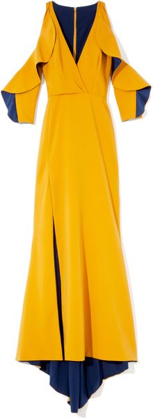 Bibhu Mohapatra Two Tone Cold Shoulder Evening Gown - Lyst