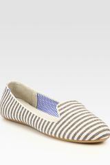 Charles Philip Shanghai Tropez Striped Canvas Smoking Slippers
