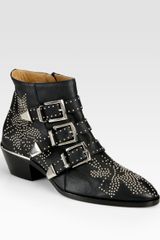 Chloé Suzanna Studded Leather Buckle Ankle Boots