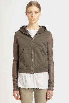 DRKSHDW by Rick Owens Leathersleeve Hoodie - Lyst